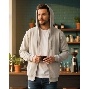 Blue Ice Full Zip Hoodie Sweatshirt Men's Size XL‎ Heathered Gray Fleece Lined